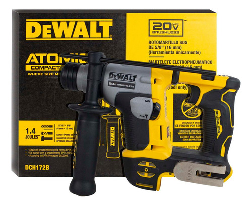 Martelete Rompedor 1,4 Joules Dewalt Dch172bb3 20v Max Amarelo 600