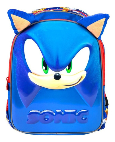 Mochila Escolar Sonic 13 Pulgas Diseño 3d Edición Kinder Color Azul
