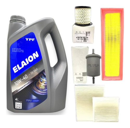 Kit 4 Filtros Peugeot 208 1.6 1.5 + Aceite Elaion F30 10w40