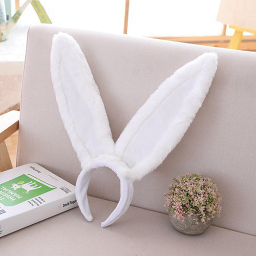 Diadema Con Orejas De Conejo De Peluche, Accesorios Blanco