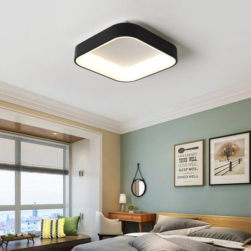 Plafon Led Luminária Sala Quarto One Square Black Mg138