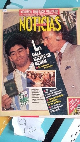 Revista Noticias Menem Maradona  Rabolini 10 6 1990 N702