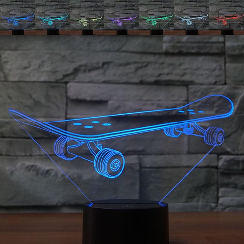 Lámpara De Mesa De Skate 3d Con Led, Luz Nocturna De Ilusión