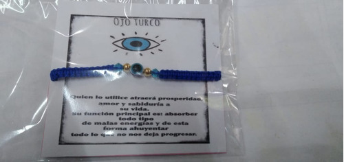 Pulsera Ojo Turco Azul Protecion. 1 Pza.