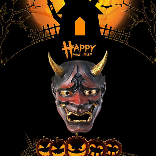 Capa Facial De Demônio De Halloween, Cosplay Japonês, Resina