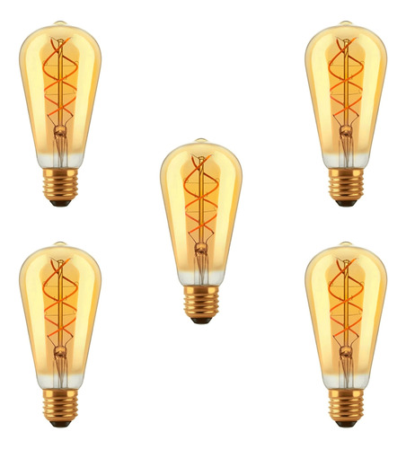 Combo X5 Lampara Golden Vintage Macroled Led 2w Ambar E27