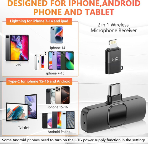 Wireless Microphone For iPhone, Android Phone, Laptop, Cd...