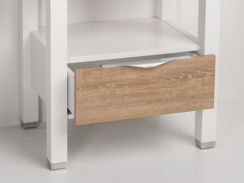 Mueble Vanitory Con Tapa Oak Campi 60 Blanco-roble Sin Bacha