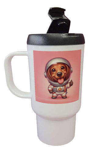 Jarro Termico Perro Salchicha Astronauta Pink Planet M4