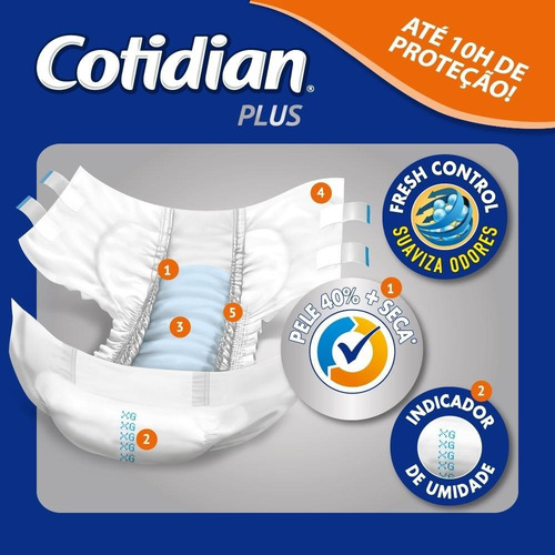 Imagem 6 de 7 de Fralda Adulto Cotidian Plus G Com 16 Unidades Full