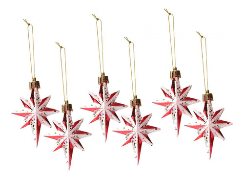 Enfeites De Árvore De Natal Pendurados De 8 Pontas 6pcs