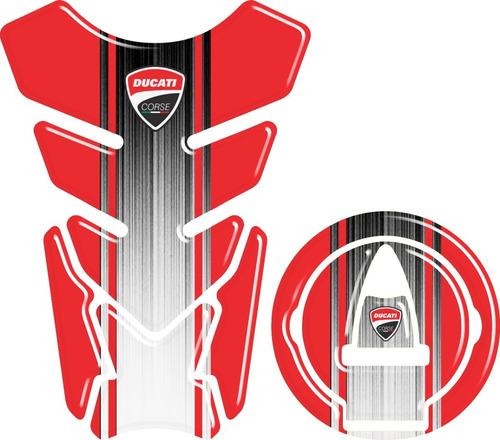 Adesivo 3d Tankpad Protetor Tanque Bocal Ducati + Emblemas