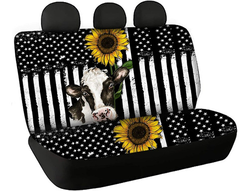 Funda De Asiento Trasero Con Estampado De Vaca De Giras...