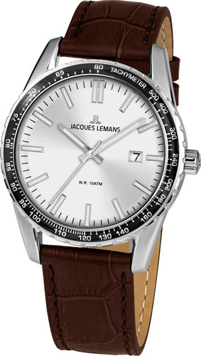 Reloj Jacques Lemans Hombre 1-2022b Marrón Color de la correa Marrón oscuro Color del bisel Plateado Color del fondo Blanco