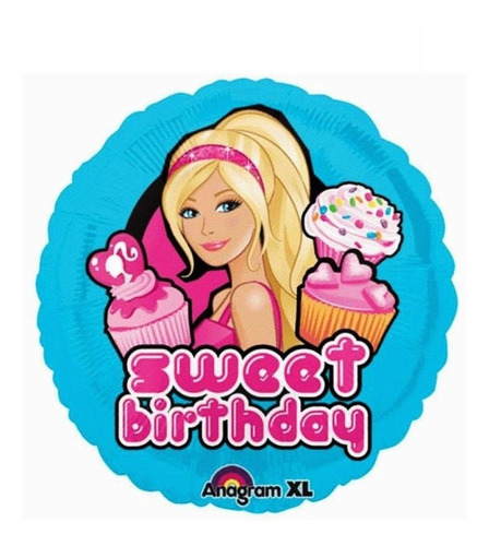 4 Globos Barbie Sweet Birthday Dulces Met 18 Fiesta Decora