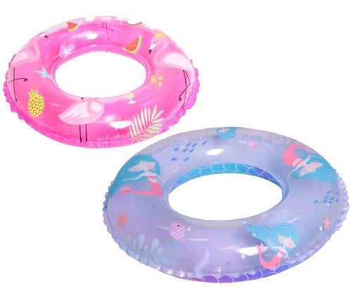 Kit Boia Inflável Flamingo Infantil 50cm Sereia 60cm Redonda