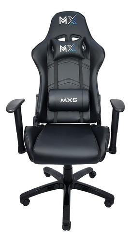 Cadeira de escritório Mymax MX5 gamer ergonômica preta com estofado em tecido sintético