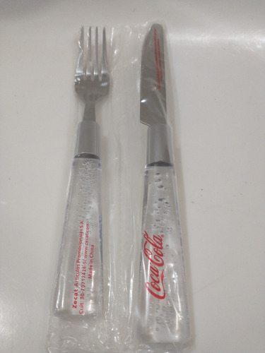 Set De Cubiertos Coca Cola Burbujas Sin Uso 90