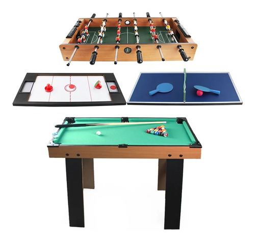 Mesa De Juegos 4 En 1 Pool+pingpong+hockey-tacataca Kidscool