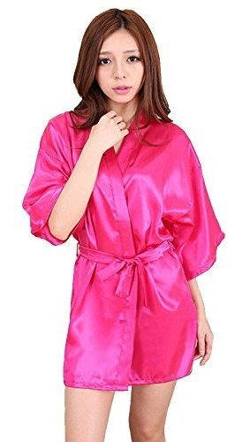 Honeystore Womens Short Lounge Kimono Robe Satin Dama De Hon