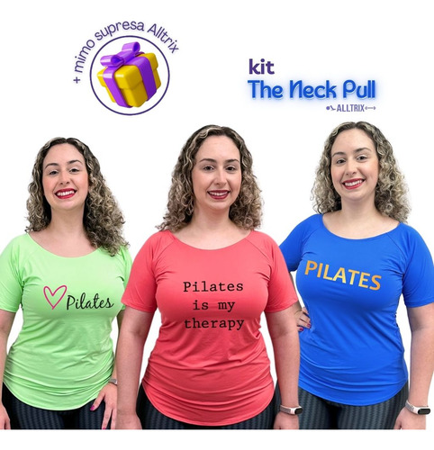 Blusas Pilates Poliamida Dryfit Malha Gelada Academia 3 Unid