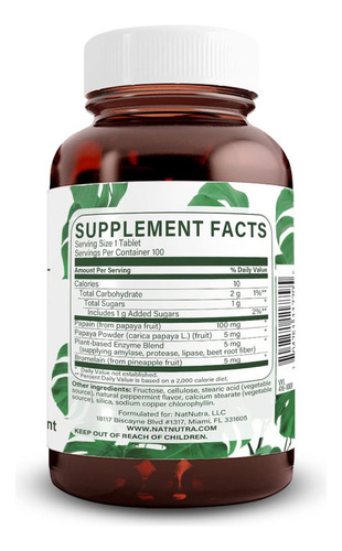 Suplemento De Enzimas Digestivas Masticables De Menta Natura