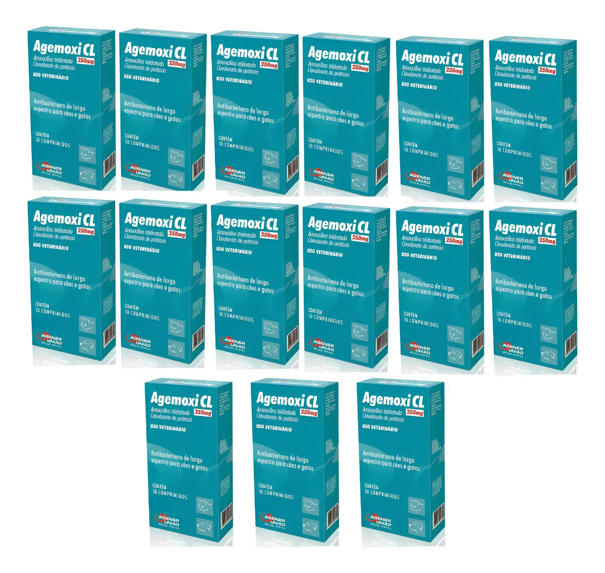 Kit 15 Agemoxi Cl 250mg Uso Veterinário 10 Comprimidos