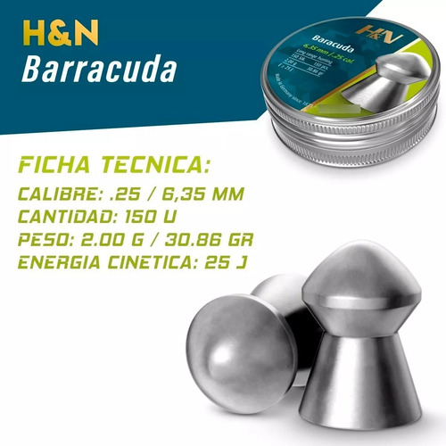 Imagen 3 de 9 de Balines H&n Barracuda 6,35 X150