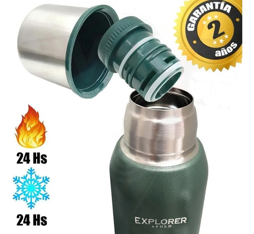 Imagen 6 de 10 de Termo Acero Inoxidable Explorer 750 + Mate 193 Ml + Bombilla
