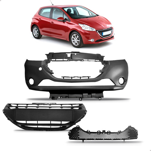 Kit Frente Parachoque + Grade Para Peugeot 208 2012 Até 2016