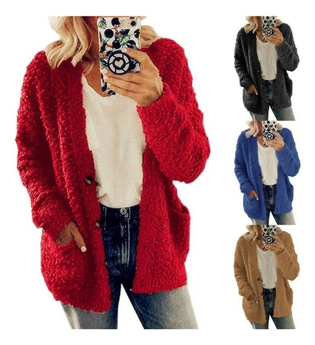 Chaqueta Lazhu Coat Con Diseño De Oso De Peluche For Mujer,