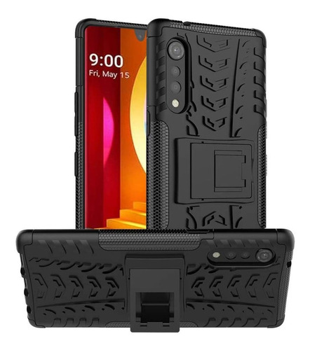 Funda Para LG Velvet 5g, Negro/soporte/resistente/rigida