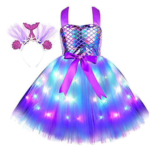 Soyoekbt Chicas Sirena Traje Led Luz Arriba Sirena Ds1sx