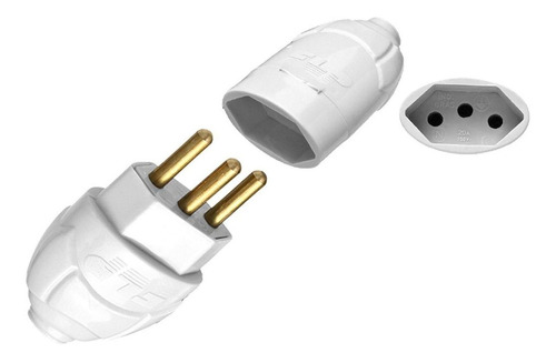 Kit 30 Plug Pino Macho 20a 2p+t + 30 Tomada Fêmea 20a Branco