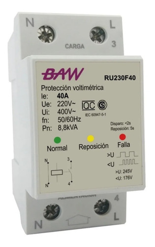 Protector Sobre Tensión Monofásico Baw 40a Riel Din