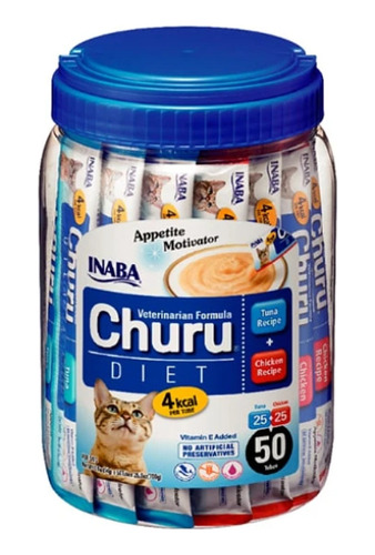 Churu Diet Inaba Para Gatos Sabor Pollo Y Atún  50 Unidades