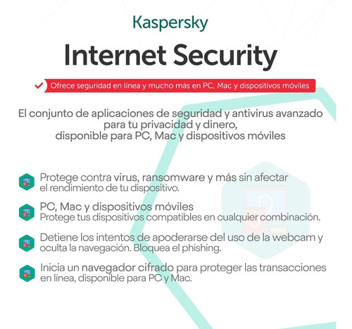 Imagen 2 de 4 de Kaspersky Internet Security 3 Pc 2 Años Oferta Especial