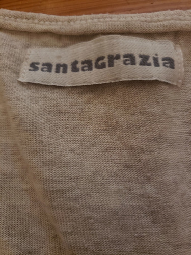 Remera Larga Con Encaje Color Crudo Melange