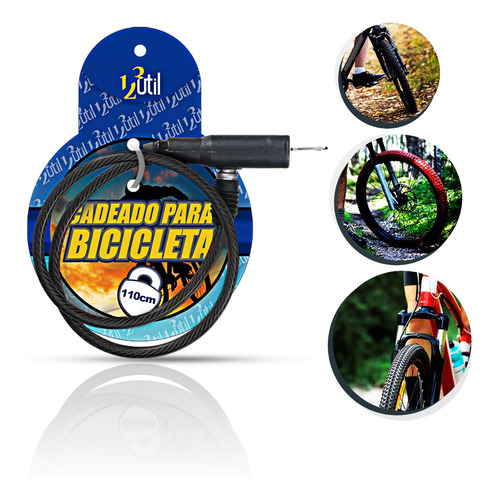 Corrente Cadeado Para Bicicleta Com Chave 110cm*08mm Preto