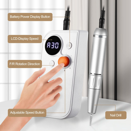 Kit De Taladro Para Uñas Hugmaplepro Recargable De 3000 Rpm