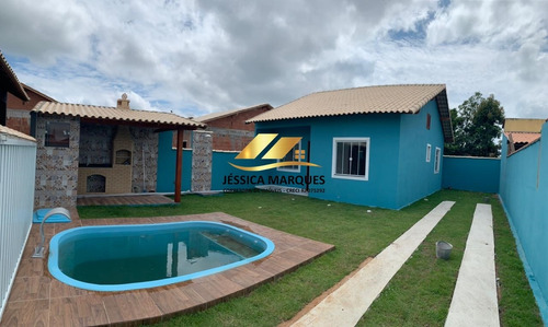 075-02 Casa 2 Quartos, Área Gourmet E Piscina Em Unamar - Cf
