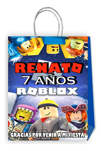 10 Bolsas Cumpleaños Personalizadas Roblox Niño