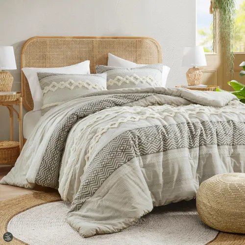 Set De Edredón Hyde Lane Boho Grey, 100% Algodón, Tamaño Kin