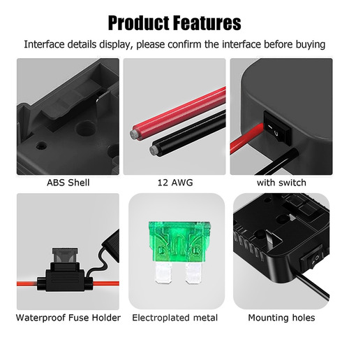 Adaptador Power Wheels De 12 Awg Para Team Lithium Ba-fs De