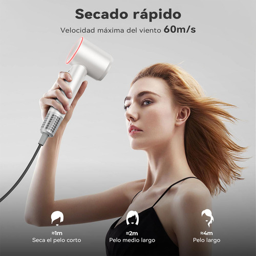 Secador De Pelo De Alta Velocidad Iónico Profesional 1500w 2 Velocidades Del Viento Y 4 Modos De Temperatura