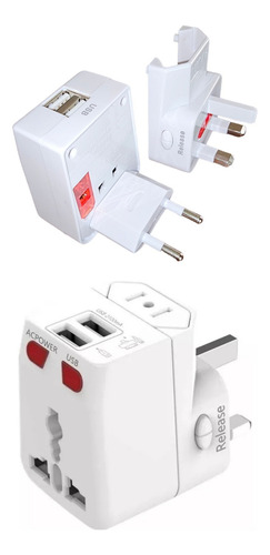 Adaptador Universal Enchufe De Viaje Con 2 Puertos Usb