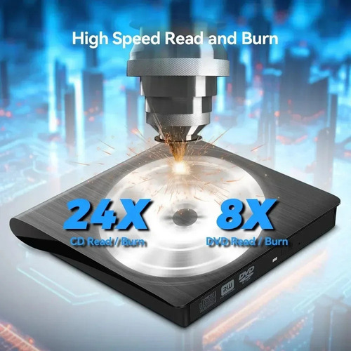 Leitor De Unidade De Cd Externo Usb 2.0 De Mesa Portátil