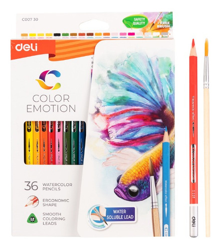 Pack 36 Lapices De Colores Acuarelables Deli Pro Arte Dibujo