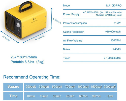 Imagen 2 de 8 de Purificador Generador Ozono Comercial Desinfecta 10000 Mg/hr