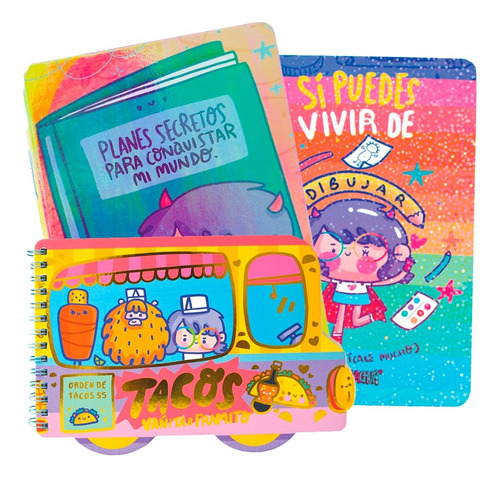 Kit Vania Bachur Libreta De Notas Camioncito + 2 Sketch Book